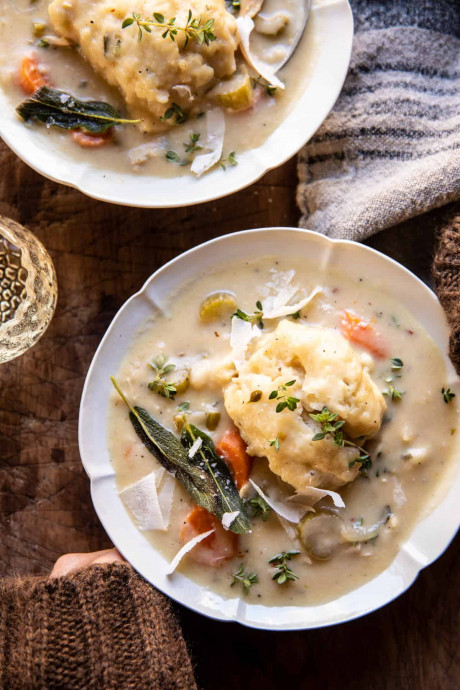 30 Minute Creamy Chicken and Parmesan Sage Dumplings