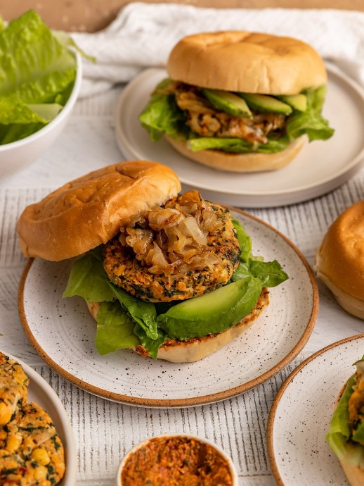 Vegan Mediterranean Chickpea Spinach Burgers