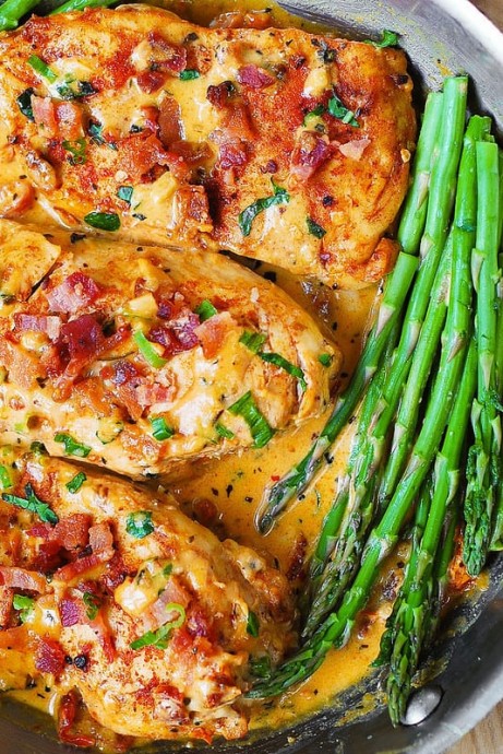 Chicken and Bacon with Sun-Dried Tomato Cream Sauce