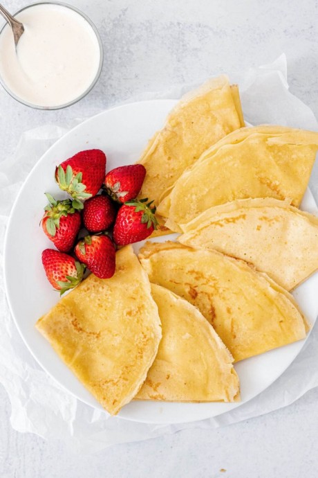 Homemade Crepes with Honey Whipped Ricotta