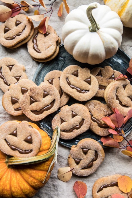 Milk Chocolate Stuffed Jack-o’-Lantern Cookies