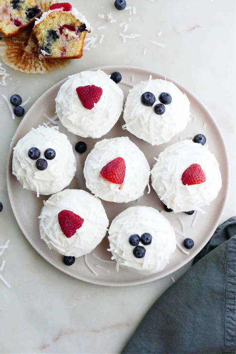 Mixed Berry Cupcakes with Coconut Buttercream