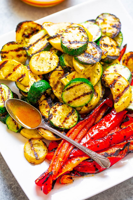 Grilled Vegetables With Smoky Honey Mustard Dipping Sauce